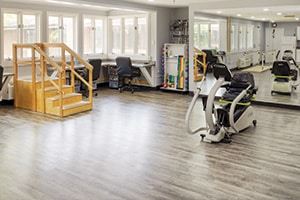 Rehab equipment in a large spacious gym
