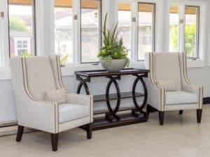 seating area and small table by window