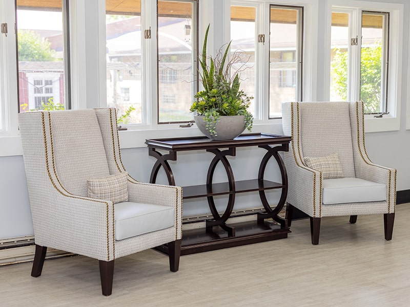 seating area and small table by window